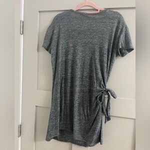 Gray Linen Tie Side Tshirt Minidress Sz L